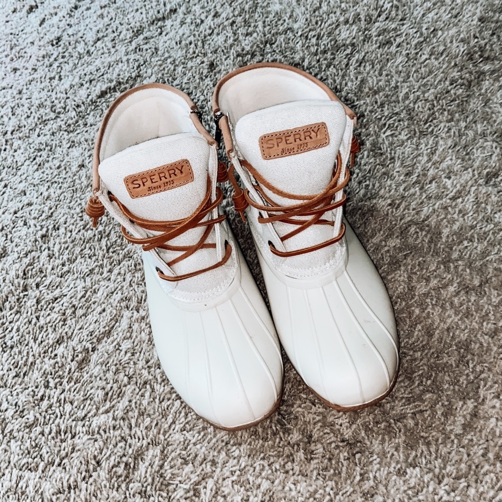 White Sperry Boots